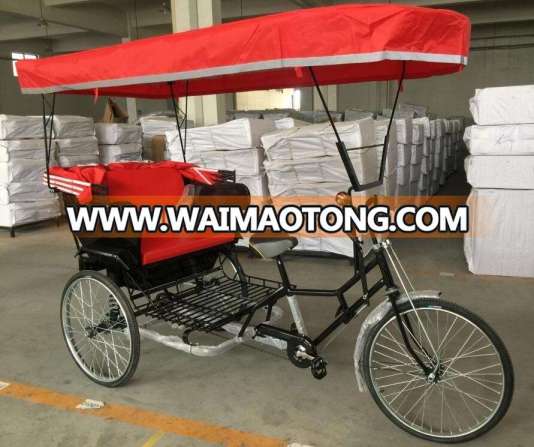 26 inch single speed rickshaw/ high quality pedicab with steel frame/ 3 wheel pedal tricycle with passenger seat